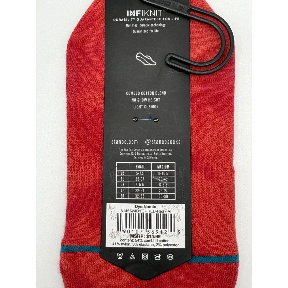 Stance Dye Namic No Show Socks Red Tie Dye Infiknit Mens Medium A145A24DYE NWT